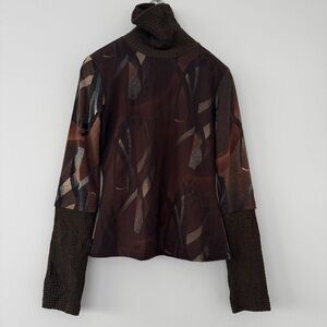 Anac by Kim Brown Textured Knit Cowl Turtleneck Goth Cottagecore Medium Sweater